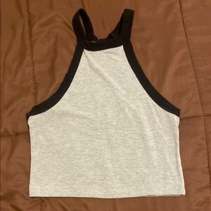 Gray and Black Women's Halter Top